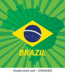 Brazil map and flag vector