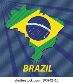 Brazil map and flag vector