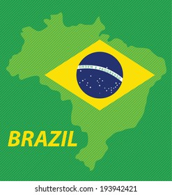 Brazil map and flag vector