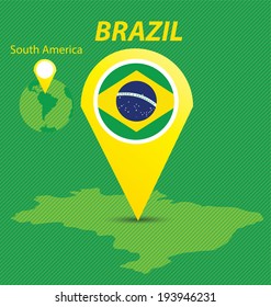 Brazil map and flag vector