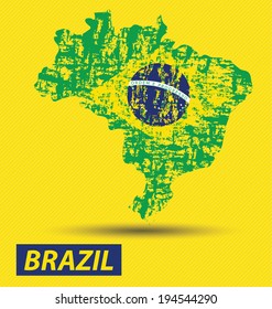 Brazil map and flag vector