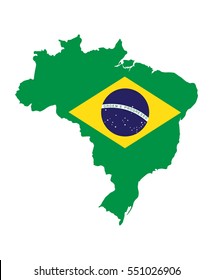 Brazil Map with Flag Vector