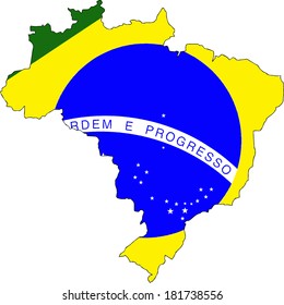 Brazil Map and Flag, Vector Illustration EPS 10.