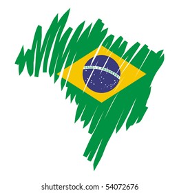 Brazil map and flag, vector illustration