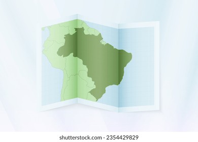 Brazil map, folded paper with Brazil map. Vector illustration.