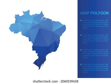 Brazil map in geometric blue polygonal style modern design on white background. Vector illustration map in geometric blue polygonal style modern design on white background. Vector illustration.