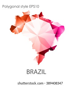 Brazil map in geometric polygonal style.Abstract gems triangle,modern design background. Vector illustration EPS10