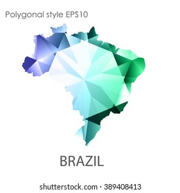 Brazil map in geometric polygonal style.Abstract gems triangle,modern design background. Vector illustration EPS10