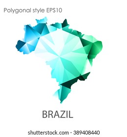 Brazil map in geometric polygonal style.Abstract gems triangle,modern design background. Vector illustration EPS10