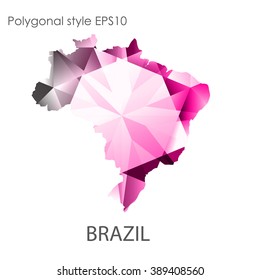 Brazil map in geometric polygonal style.Abstract gems triangle,modern design background. Vector illustration EPS10
