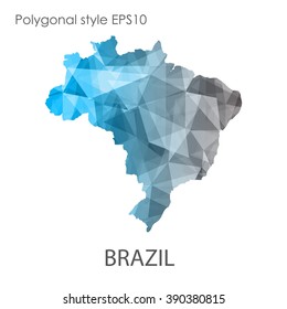 Brazil map in geometric polygonal style.Abstract gems triangle,modern design background. Vector illustration EPS10
