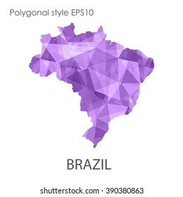 Brazil map in geometric polygonal style.Abstract gems triangle,modern design background. Vector illustration EPS10