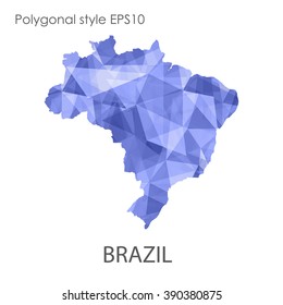 Brazil map in geometric polygonal style.Abstract gems triangle,modern design background. Vector illustration EPS10