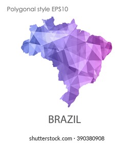 Brazil map in geometric polygonal style.Abstract gems triangle,modern design background. Vector illustration EPS10