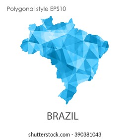 Brazil map in geometric polygonal style.Abstract gems triangle,modern design background. Vector illustration EPS10