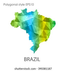 Brazil map in geometric polygonal style.Abstract gems triangle,modern design background. Vector illustration EPS10
