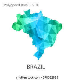 Brazil map in geometric polygonal style.Abstract gems triangle,modern design background. Vector illustration EPS10