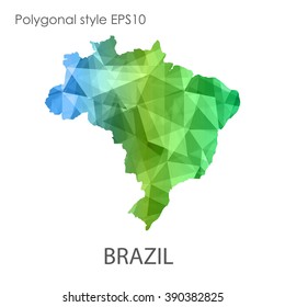 Brazil map in geometric polygonal style.Abstract gems triangle,modern design background. Vector illustration EPS10
