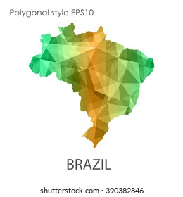 Brazil map in geometric polygonal style.Abstract gems triangle,modern design background. Vector illustration EPS10