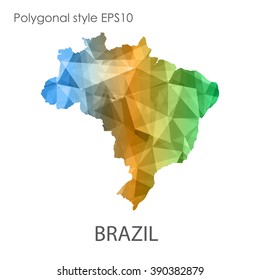 Brazil map in geometric polygonal style.Abstract gems triangle,modern design background. Vector illustration EPS10