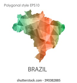 Brazil map in geometric polygonal style.Abstract gems triangle,modern design background. Vector illustration EPS10
