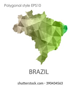 Brazil map in geometric polygonal style.Abstract gems triangle,modern design background. Vector illustration EPS10