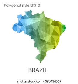 Brazil map in geometric polygonal style.Abstract gems triangle,modern design background. Vector illustration EPS10