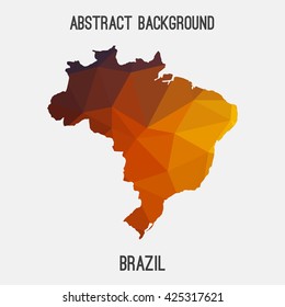 Brazil map in geometric polygonal style.Abstract tessellation,modern design background. Vector illustration EPS8