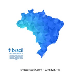 Brazil map in geometric polygonal,mosaic style.Abstract tessellation,modern design background. Vector illustration