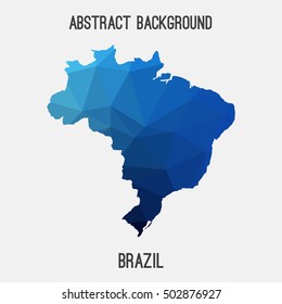 Brazil map in geometric polygonal,mosaic style.Abstract tessellation,modern design background,low poly. Vector illustration.