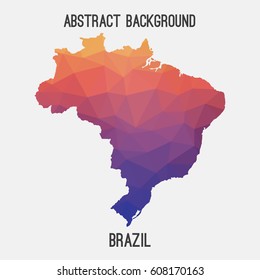 Brazil map in geometric polygonal,mosaic style.Abstract tessellation,modern design background,low poly. Vector illustration.