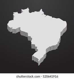 Brazil Map In Gray On A Black Background 3d