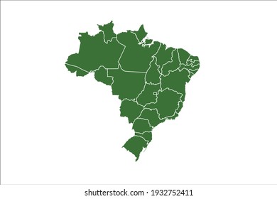 Brasilien Karte grüne Farbe auf weißem Hintergrund