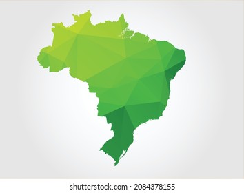 Brazil Map Green Color on white background polygonal