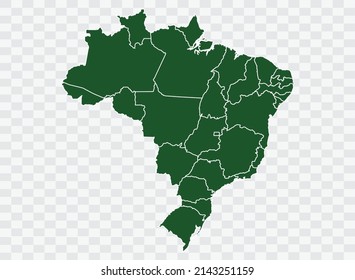 Brazil map Green Color on White Backgound Png