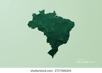 Brazil Map - Green Polygon Style Vector Illustration, Low Poly Geometric Design with Clean Silhouette on soft green Background.