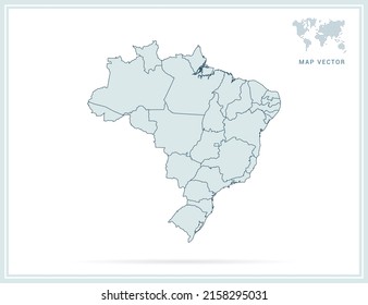 Brasil mapea el vector verde sobre fondo blanco.