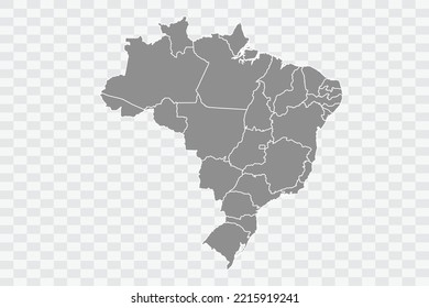 Brazil Map grey Color on White Background  Png