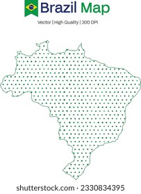 Brasilianische Karte in der Mitte, Dotted Illustration, Vectordesign-Vorlage , Flagge Brasiliens, Flache einfache Brasilien-Karte , Unabhängigkeitstag-Design für brasilianische Feierlichkeiten , Karte des Distrikts Federal do Brasil