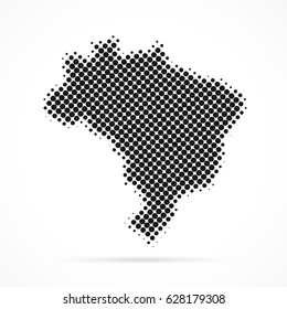 Brazil map in halftone. Dotted illustration isolated on a white background.
Vector illustration.