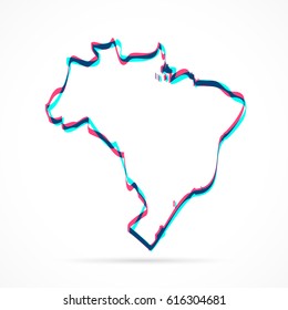 Brazil Map hand drawn with blue and pink highlighters, isolated on a blank background.
Vector illustration, easy to edit, manipulate, resize or colorize.