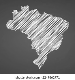 Brazil map hand drawn sketch. Vector concept illustration flag, scribble map. Country map for infographic, brochures and presentations isolated on black background. Vector illustration.