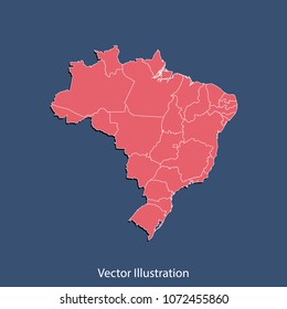 Brazil map - High detailed color map of Brazil. Multi colored country map in geometric style for your infographic