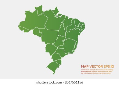 Brazil map High Detailed green color. on white background. Abstract design vector illustration eps 10