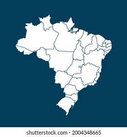 Brazil map High Detailed on green background. white color . Abstract design vector illustration eps 10