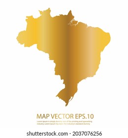 Mapa de Brasil Alto detalle sobre fondo blanco. color de gradiente dorado. Resumen de la ilustración vectorial de diseño eps 10