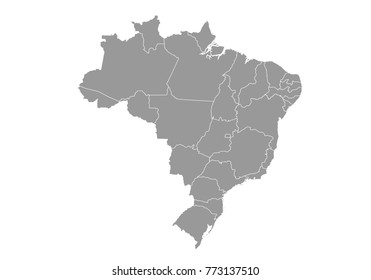 brazil map. High detailed map of brazil on white background. Vector illustration eps 10.