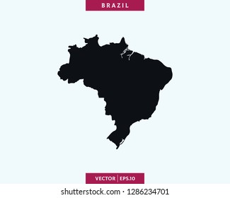 Brazil Map. High Detailed Silhouette Map In Soft Background - Vector.
