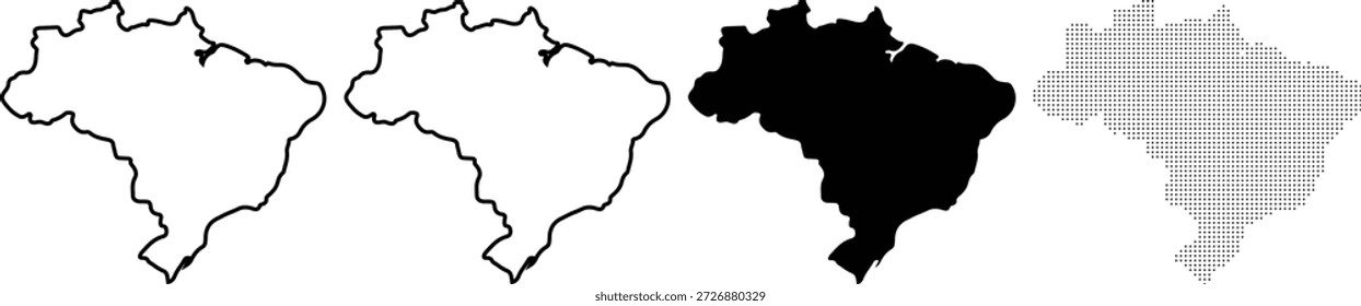 Mapa de Brasil resaltado en negro sobre fondo blanco para uso geográfico