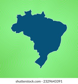 Brazil map icon. Country shape on radiant striped gradient background. Brazil vibrant poster. Elegant vector illustration.